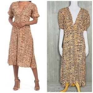 Nwt faithfully the brand Marie Louise midi dress wild animal print medium